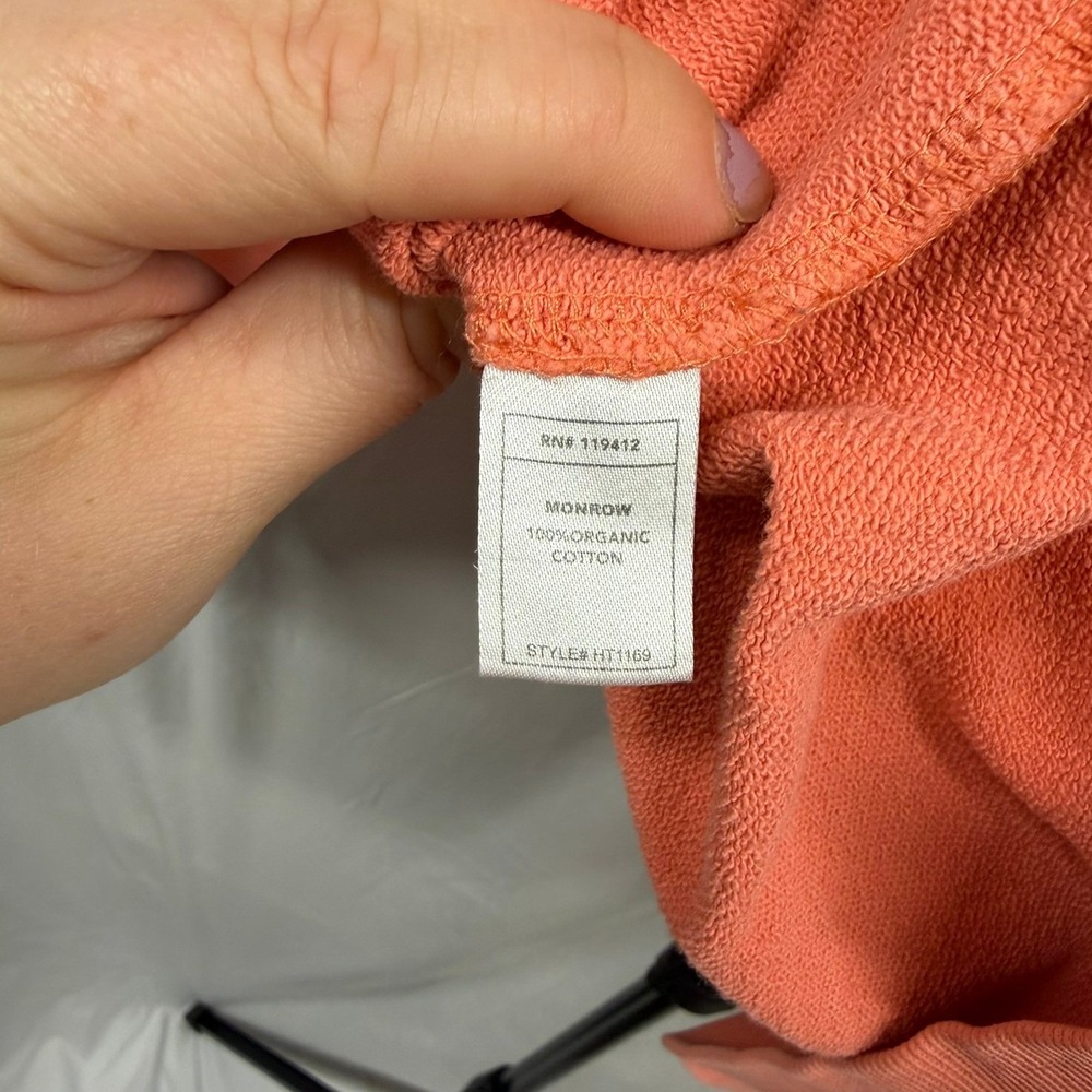 MONROW Georgia Peach Organic Cotton Raglan Sleeve Relaxed Crewneck Sweatshirt M‎ - Picture 6 of 7